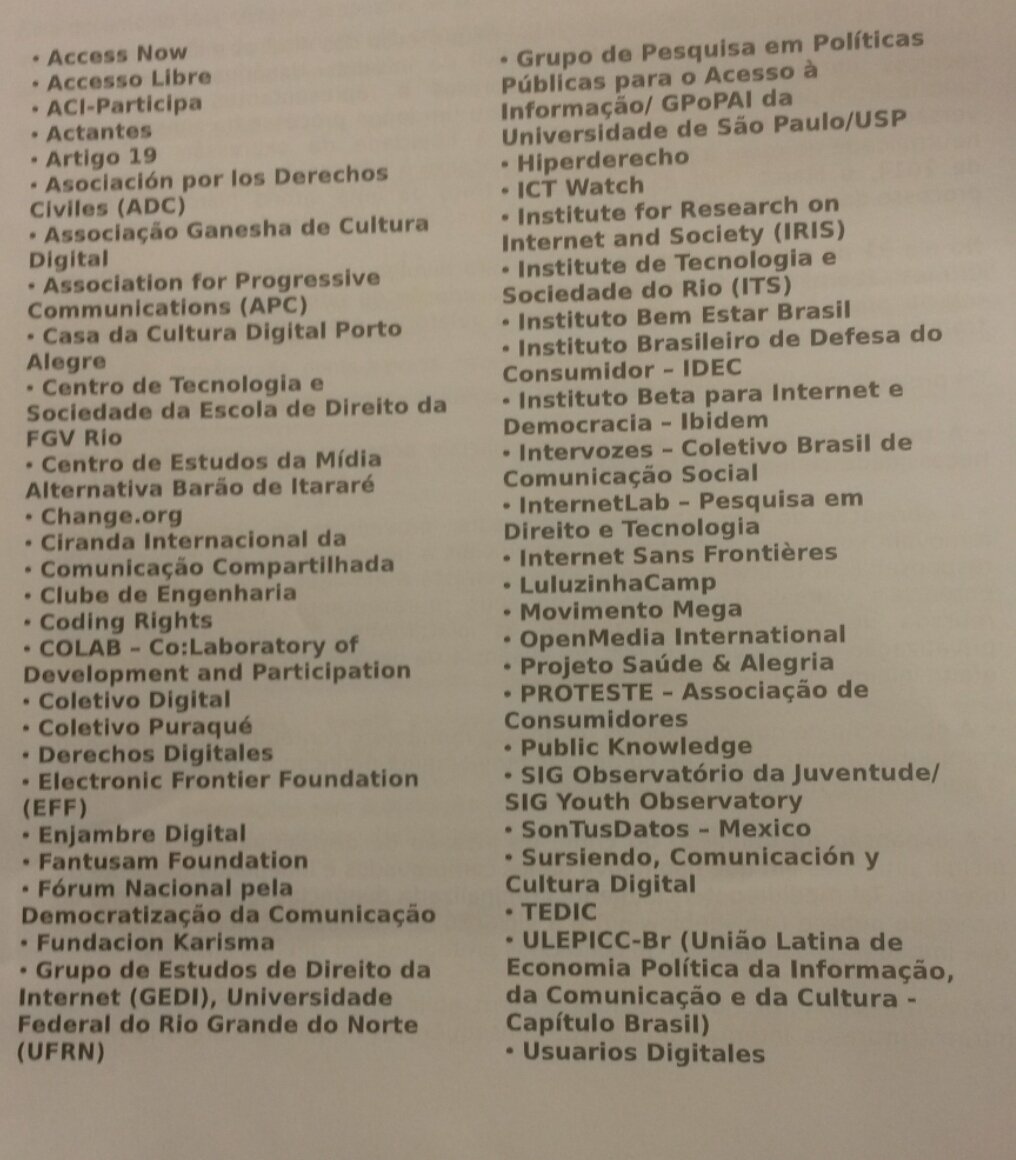 Lista das empresas que assinaram nota enviada ao Congresso Nacional