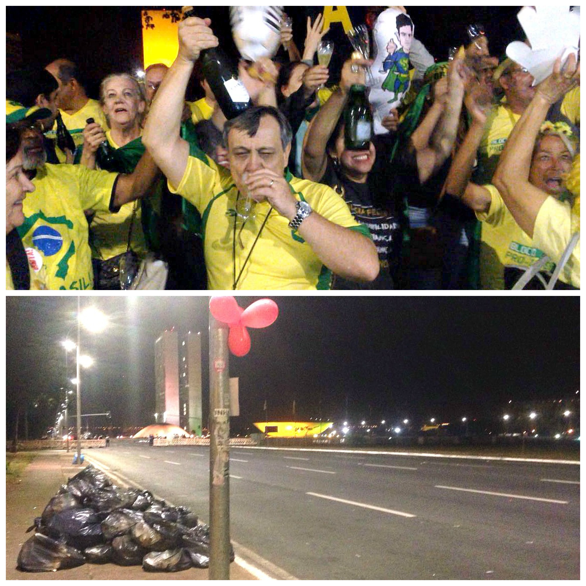 Alegria do lado amarelo o vazio do lado vermelho após 41 senadores expressarem voto pró-impeachment