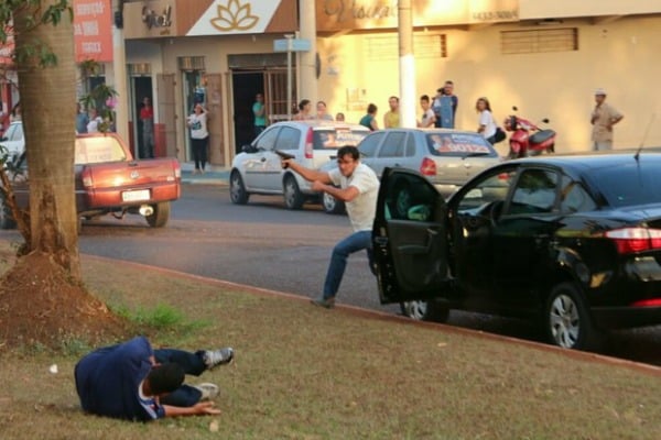 TV local registrou cenas do atentado em Itumbiara 