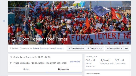 Bloco funcionará como protesto contra o governo Temer