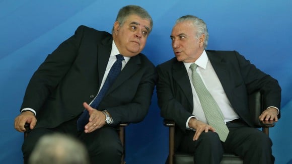 O ex-ministro da Secretaria de Governo de Governo da Presidência, Carlos Marun, e o ex-presidente Michel Temer.