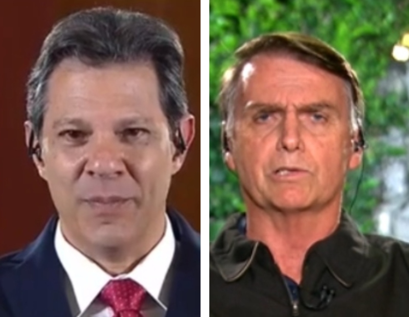 Haddad e Bolsonaro dão a largada no segundo turno com entrevista ao JN[fotografo]Reprodução / YouTube[/fotografo]