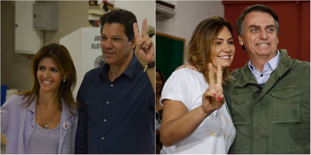 Haddad e Bolsonaro votaram pela manhã acompanhados de Ana Estela Haddad e Michele Bolsonaro[fotografo]Rovena Rosa e Tânia Rêgo / Agência Brasil[/fotografo]