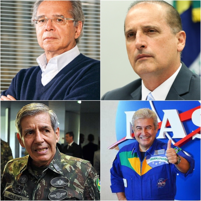 No sentido horário: 
Paulo Guedes, Onyx Lorenzoni, Marcos Pontes e Augusto Heleno[fotografo]Reprodução[/fotografo]