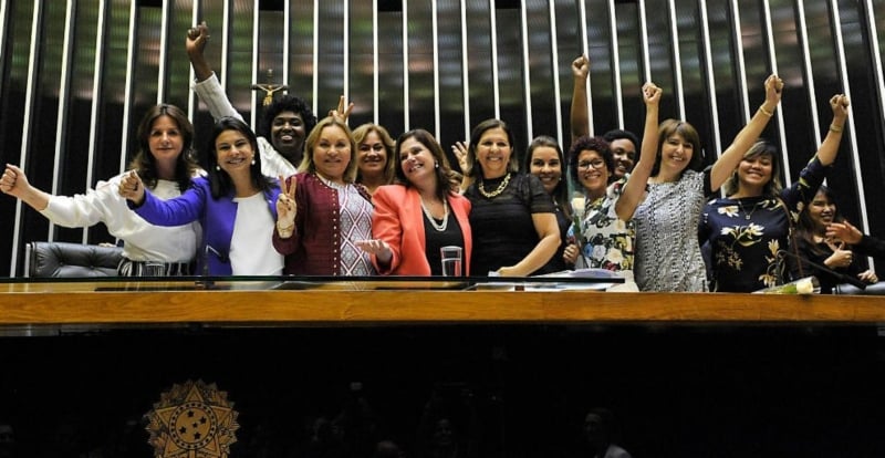 Bancada feminina na Câmara. A PEC anistia partidos que não cumpriram as cotas de participação de gênero e raça nas eleições. Foto: Reprodução