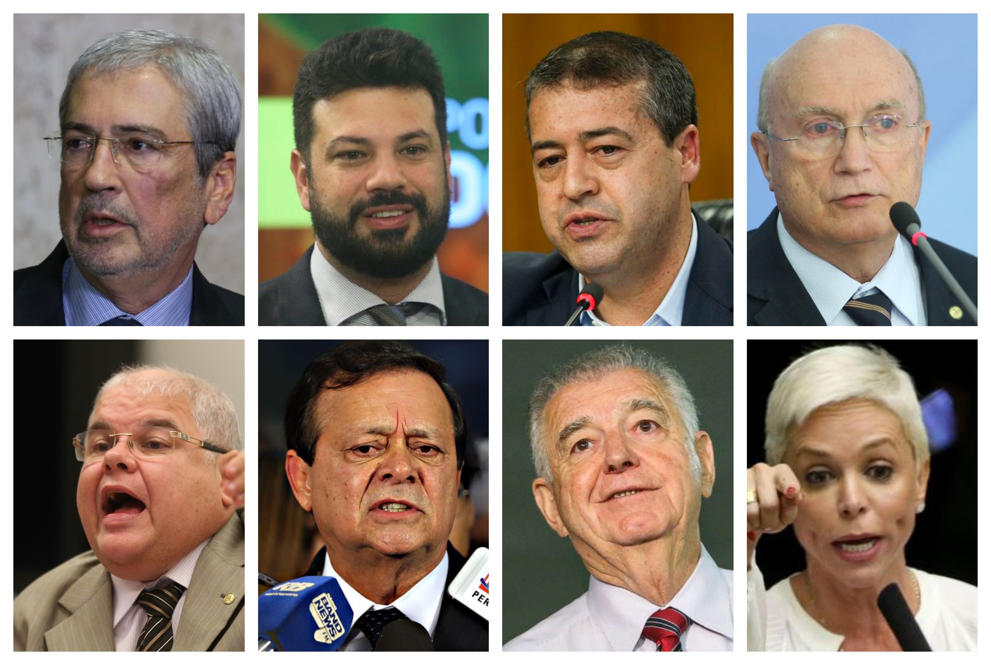 Em sentido horário, os deputados Antonio Imbassahy, Leonardo Picciani, Ronaldo Nogueira, Osmar Serraglio, Lúcio Vieira Lima, Jovair Arantes, Nelson Marquezelli e Cristiane Brasil[fotografo]Wilson Dias/Marcelo Camargo/Fabio Rodrigues Pozzebom/Valter Campanato/José Cruz/Antônio Cruz/Agência Brasil[/fotografo]