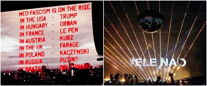 Projeções durante shows de Roger Waters no Brasil provocaram vaias e aplausos