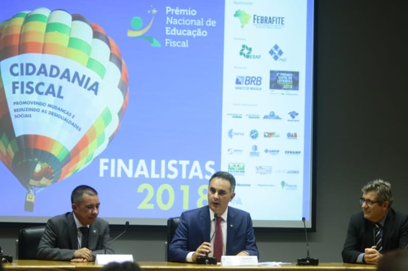 Rodrigo Spada (Febrafite), Otávio Lira Martins (Esaf) e João Paulo Ramos (Receita) durante anúncio dos finalistas[fotografo]Luis Nova / Febrafite[/fotografo]