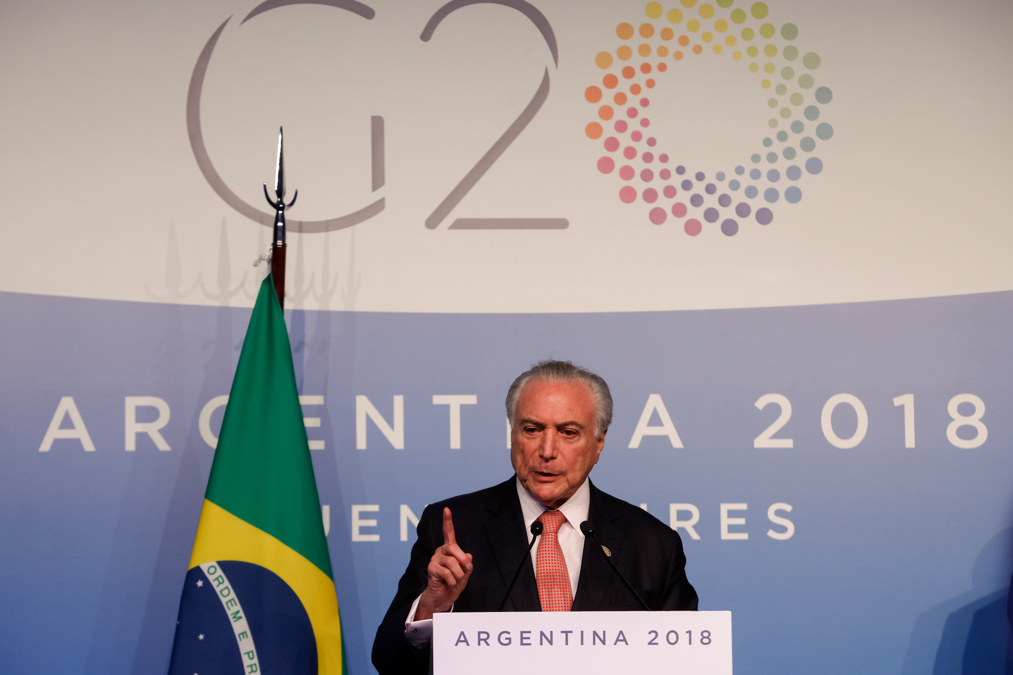 Presidente da República, Michel Temer, durante declaração à imprensa no Centro Costa Salgueiro. [fotografo] Clauber Cleber Caetano/PR [/fotografo]