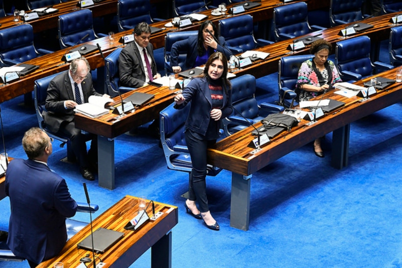 Simone Tebet discursa em plenário e, ao contrário de Jucá, diz não acreditar em aprovação do projeto da cessão onerosa neste ano[fotografo]Marcos Oliveira / Agência Senado[/fotografo]