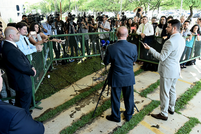 Jornalistas acompanham coletiva de Onyx Lorenzoni. Novo ministro da Casa Civil pediu voto de confiança à imprensa[fotografo]Rafael Carvalho/Gov. de transição