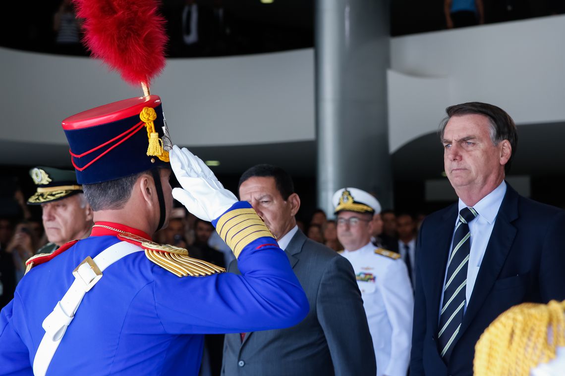 Bolsonaro, durante Cerimônia da troca da guarda presidencial do Palácio do Planalto, na última terça[fotografo]Carolina Antunes/PR[/fotografo]