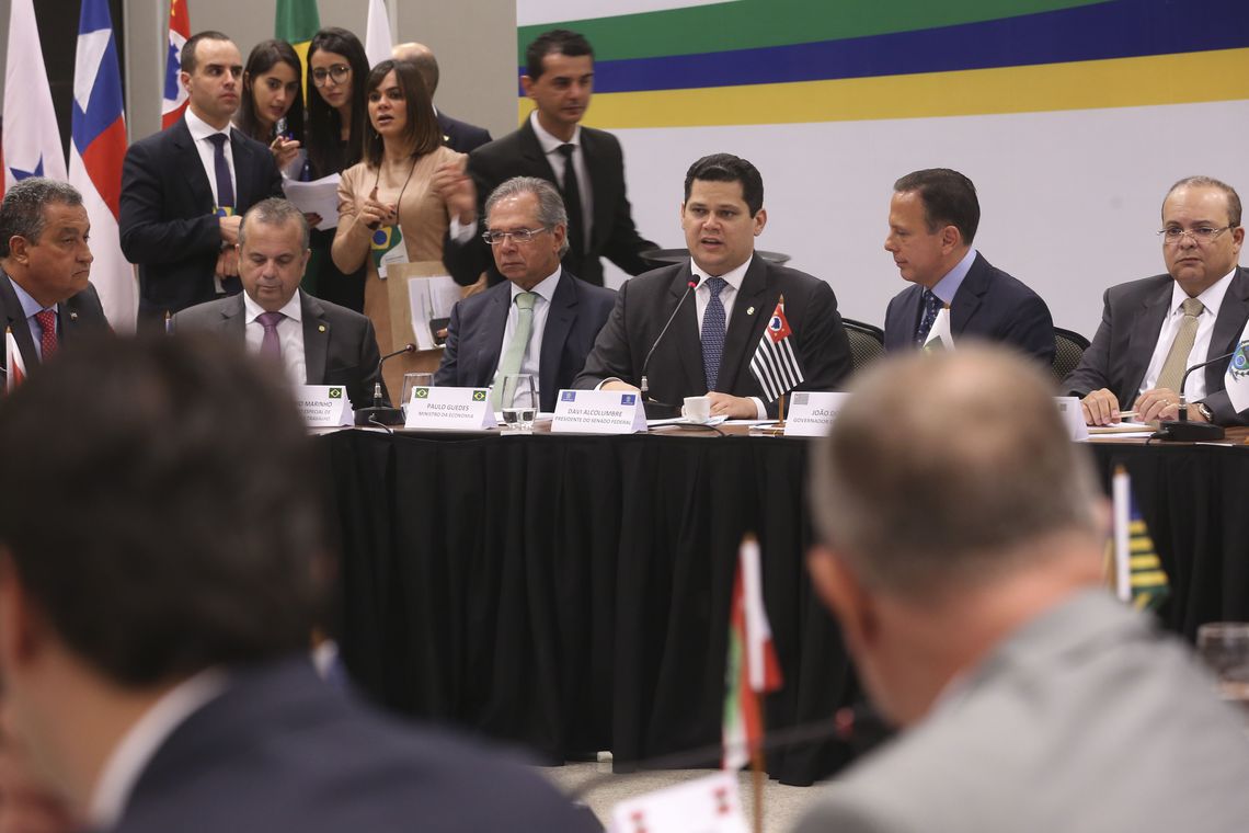 O ministro da Economia, Paulo Guedes, participou da reunião do Fórum de Governadores em Brasília[fotografo]Antônio Cruz/ABr[/fotografo]