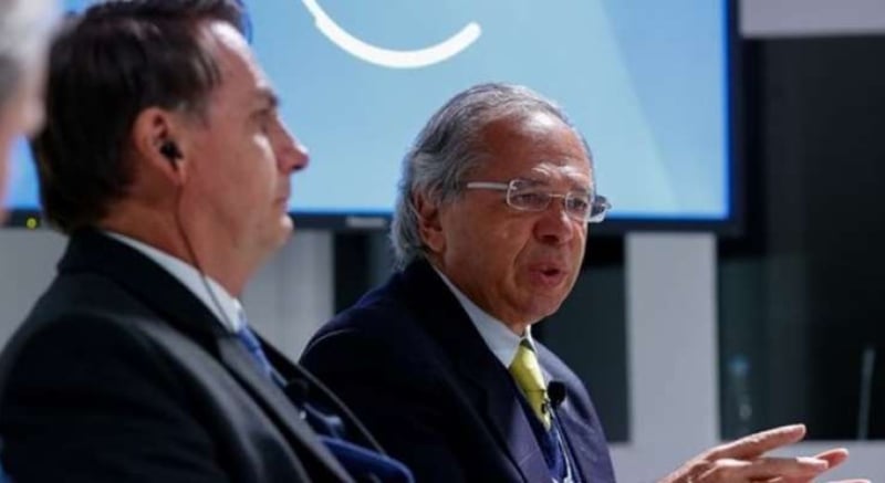 Bolsonaro e o ministro da Economia, Paulo Guedes, no Fórum Econômico Mundial, no início de 2019. [fotografo]Alan Santos/PR[/fotografo]