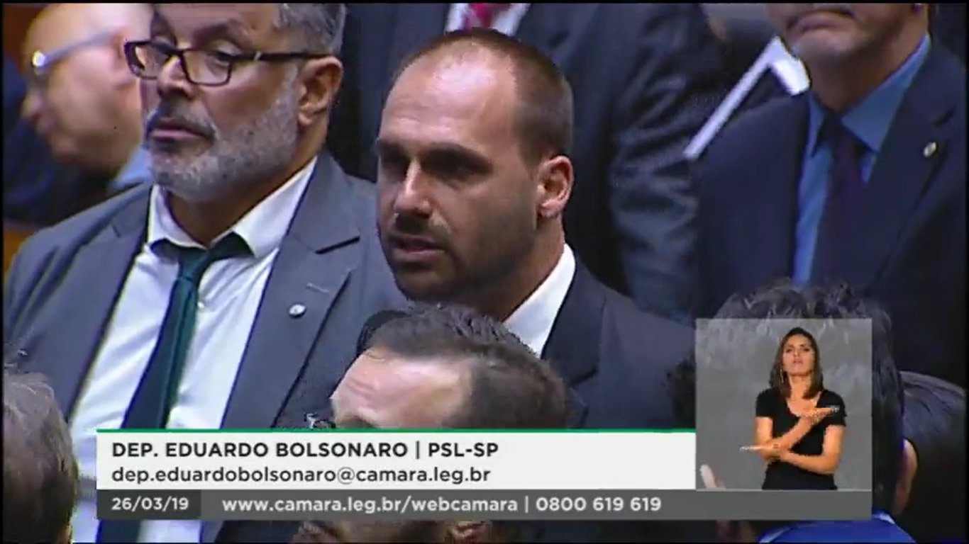 Eduardo Bolsonaro lembrou que ele e o pai, então deputado, já eram favoráveis à PEC[fotografo]Reprodução/TV Câmara[/fotografo]