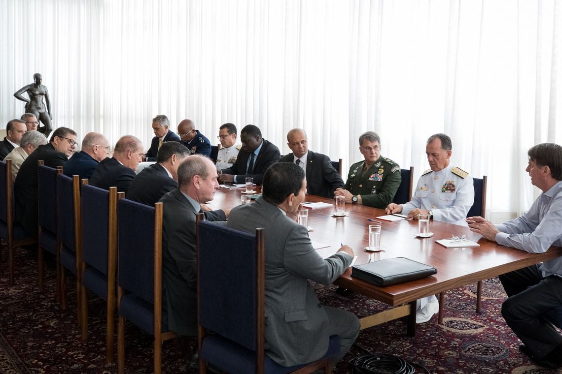 Presidente da República, Jair Bolsonaro, durante reunião sobre o Sistema de Proteção Social dos Militares