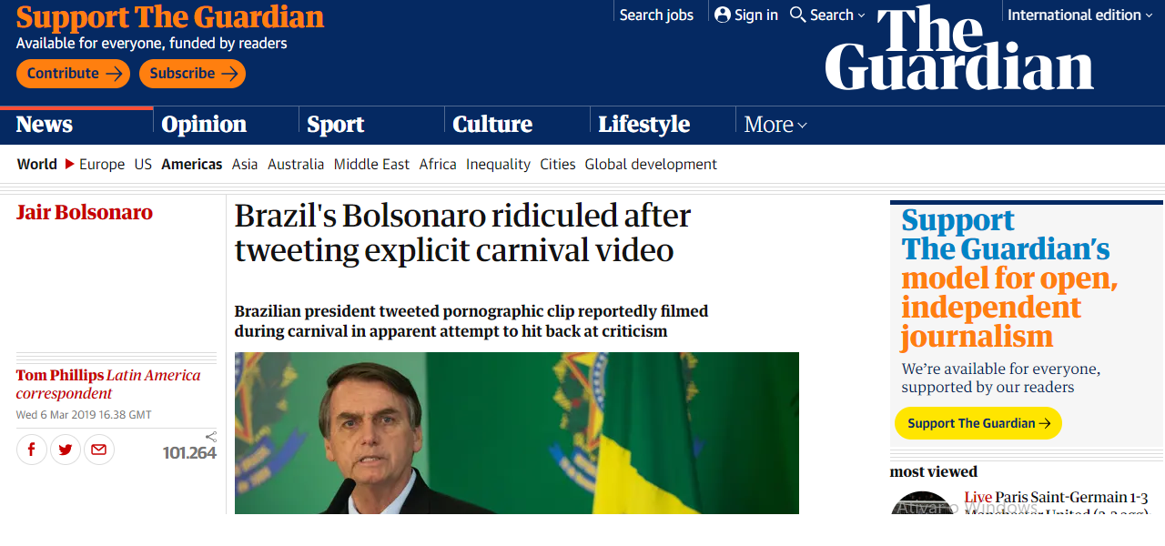 Jornal britânico diz que a postagem do presidente provocou 