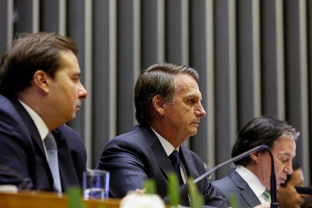 O presidente da Câmara, Rodrigo Maia, e o presidente Jair Bolsonaro. [fotografo]Isac Nóbrega[/fotografo]