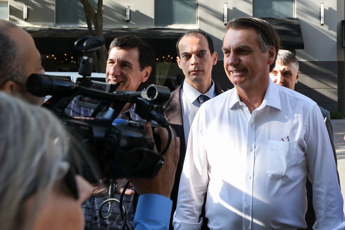 O presidente da República, Jair Bolsonaro, fala à imprensa em Dallas, no Texas (EUA). [fotografo] Marcos Corrêa/PR [/fotografo]