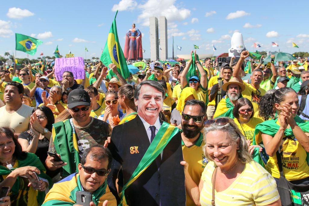 Manifestação a favor do governo Bolsonaro na Esplanada dos Ministérios em maio de 2019[fotografo] Fabio Rodrigues Pozzebom/Agência Brasil [/fotografo]