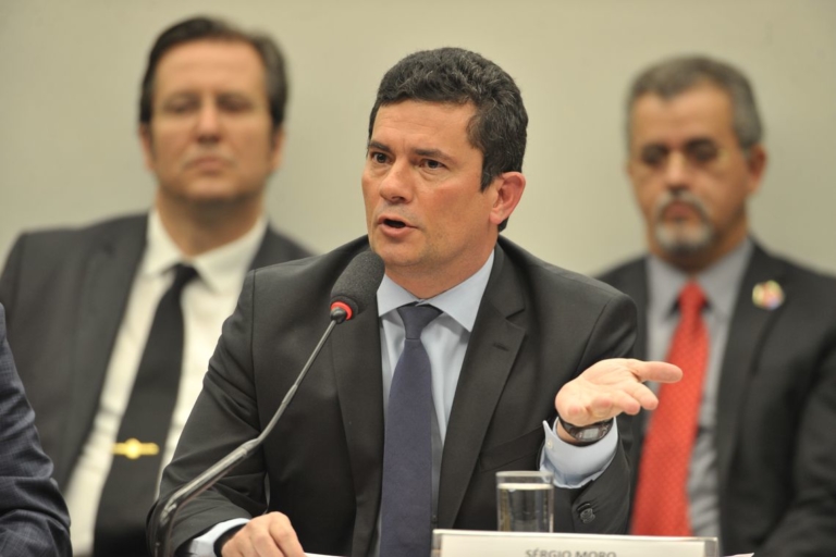 O ministro da Justiça e Segurança Pública, Sergio Moro, durante audiência pública na Comissão de Constituição e Justiça (CCJ) da Câmara dos Deputados.