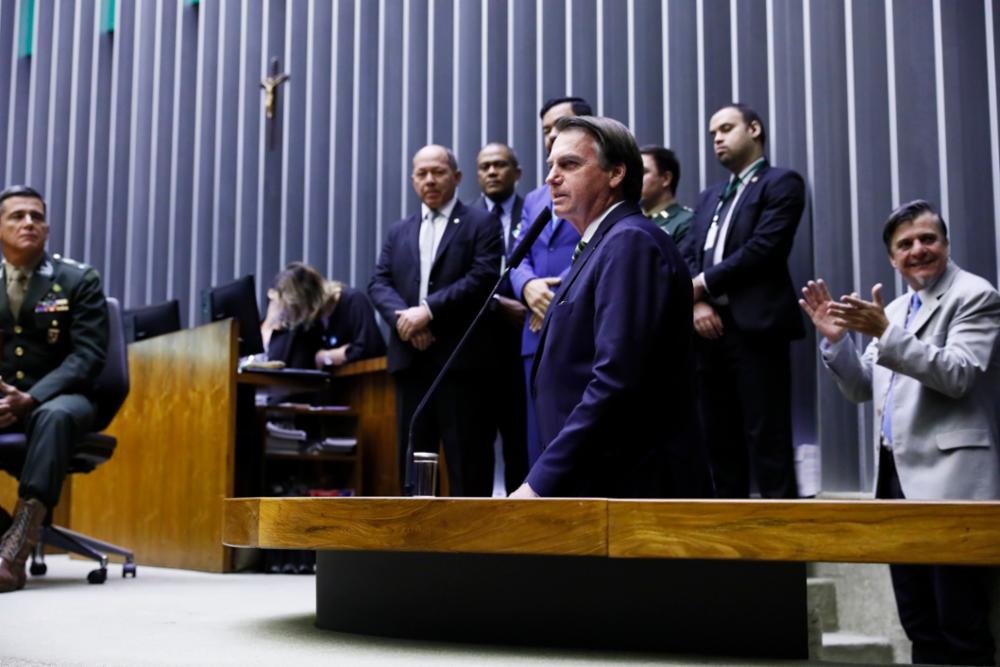 Bolsonaro esteve na Câmara nesta segunda-feira (15). Foto: Najara Araújo/Câmara dos Deputados