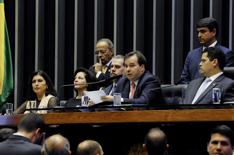 Maia e os presidentes do STF, Dias Toffoli, e do Senado, Davi Alcolumbre[fotografo]Jane de Araújo/Agência Senado[/fotografo]