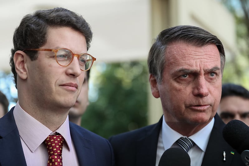 Presidente da República, Jair Bolsonaro acompanhado do Ministro de Estado do Meio Ambiente, Ricardo Aquino Salles [fotografo]Marcos Corrêa/PR[/fotografo]