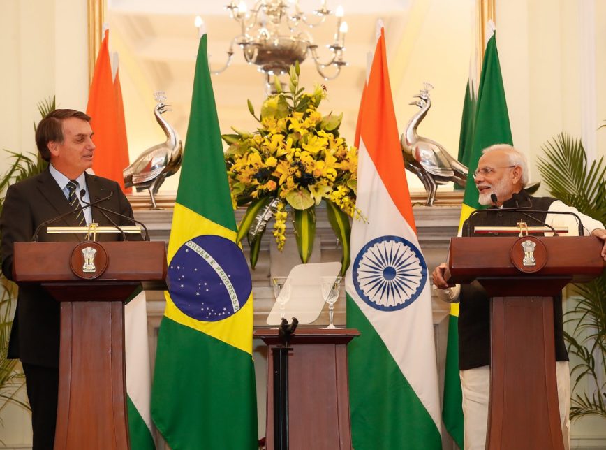 (Nova Delhi - Índia, 25/01/2020) Presidente da República Jair Bolsonaro,  e o Primeiro-Minstro da Índia Narenda Modi, durante Cerimônia de Troca de Atos [fotografo] Foto: Alan Santos/PR [/fotografo]