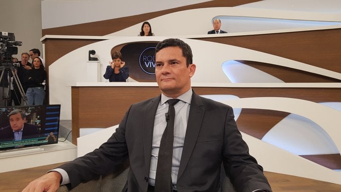 Sergio Moro, ainda como ministro da Justiça, durante entrevista ao Roda Viva. Foto: Reprodução/Roda Viva