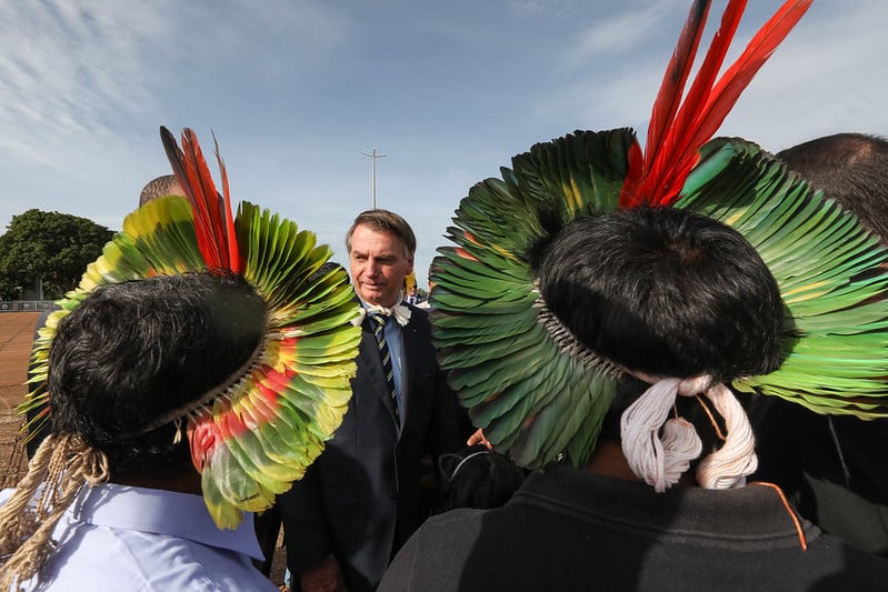 Presidente da República, Jair Bolsonaro conversa com lideranças indígena [fotografo] Marcos Corrêa/PR [/fotografo]