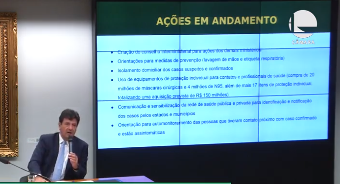 Ministro da Saúde, Luiz Henrique Mandetta. Reprodução [Youtube]