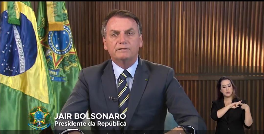 Presidente Jair Bolsonaro em pronunciamento, em 2020 [fotografo] Reprodução [/fotografo]