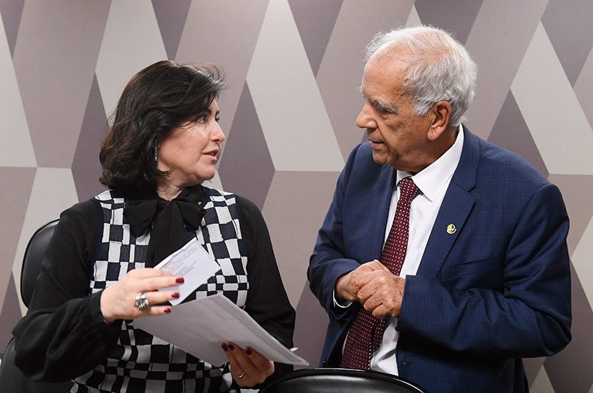 A presidente da CCJ, Simone Tebet, e relator da PEC Emergencial, Oriovisto Guimarães. [fotografo] Agência Senado [/fotografo]