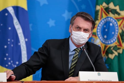 Jair Bolsonaro durante coletiva de imprensa, em 18/03/2020. [fotografo] Carolina Antunes/PR [/fotografo]