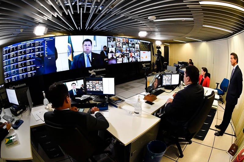 Senadores em votação remota[fotografo]Leopoldo Silva/Ag. Câmara[/fotografo]