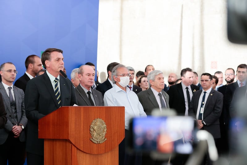 Bolsonaro em pronunciamento nesta sexta-feira (24), após demissão de Sergio Moro. [fotografo] Carolina Antunes/PR [/fotografo] 