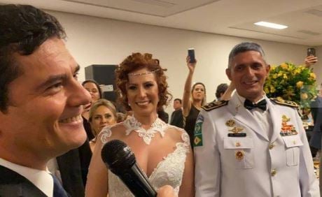 O ex-ministro Sergio Moro durante cerimônia de casamento da deputada Carla Zambelli