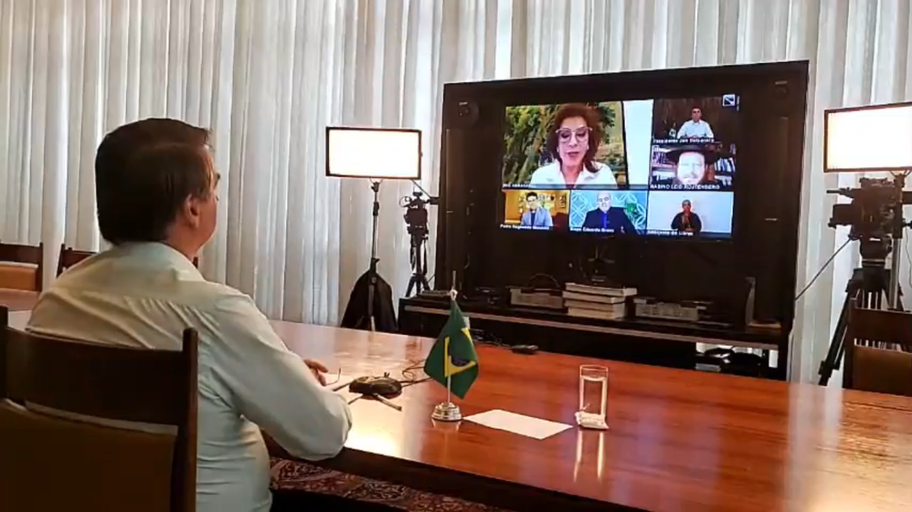 Conferência entre Bolsonaro e religiosos foi transmitida na TV Brasil [fotografo] Reprodução [/fotografo]