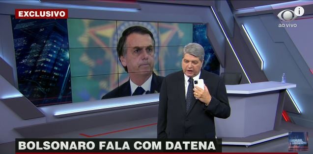 Datena pode participar da chapa que tem o ex-ministro Tarcísio de Freitas como candidato ao governo. O palanque tem o apoio de Bolsonaro. Foto: Band/Reprodução