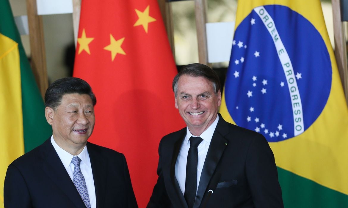 O presidente da República Popular da China, Xi Jinping e o presidente Jair Bolsonaro, durante declaração à imprensa no Palácio do Itamaraty, em Brasília [fotografo] Valter Campanato / Agência Brasil [/fotografo]