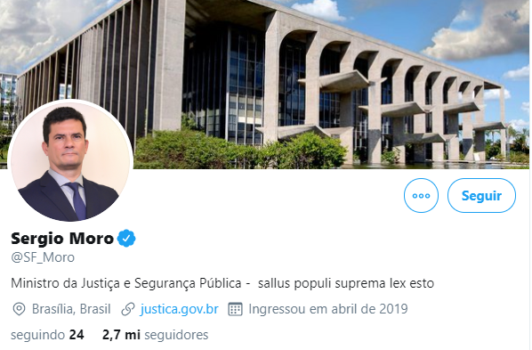 O Twitter do ex-juiz Sergio Moro [fotografo] Reprodução / Twitter [/fotografo].