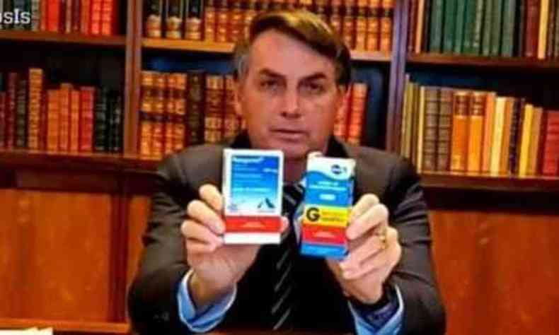 Presidente Jair Bolsonaro defende em live a utilização da cloroquina para o tratamento de pacientes com covid-19. Foto: Reprodução