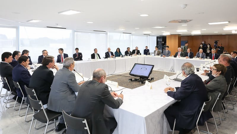 Bolsonaro e ministros na reunião do dia 22 de abril[fotografo]Marcos Corrêa/ABr[/fotografo]