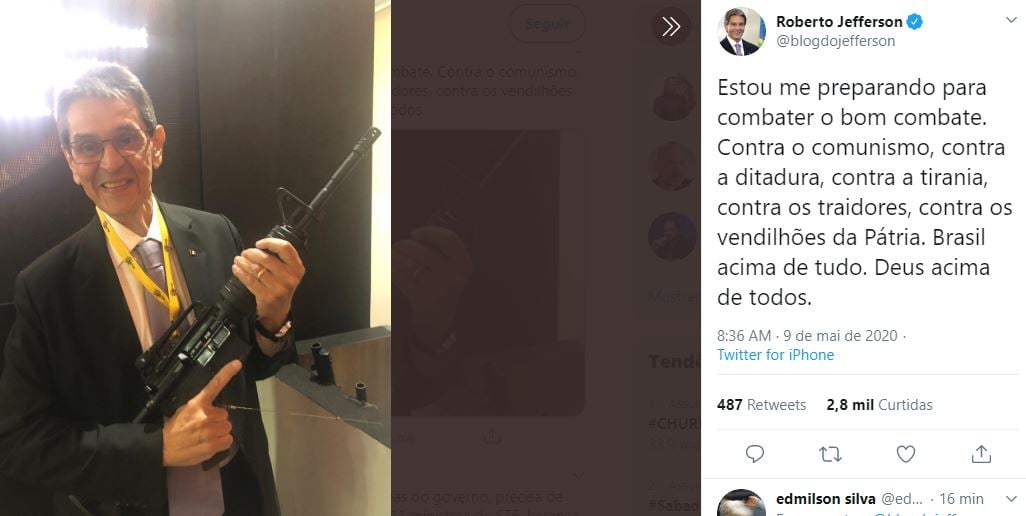 Roberto Jefferson, ex-deputado condenado por corrupção e aliado de Jair Bolsonaro [fotografo] Reprodução / Twitter [/fotografo]