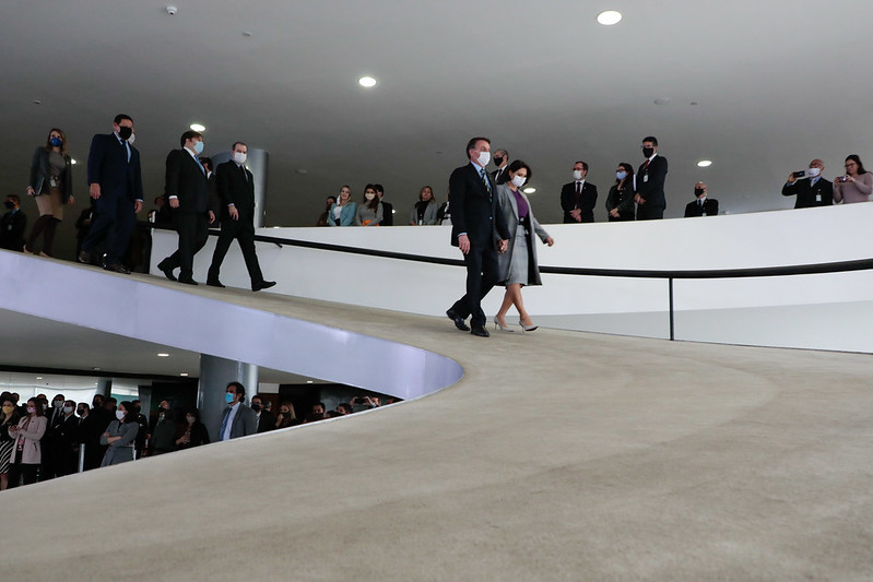 O presidente Jair Bolsonaro e a primeira-dama, Michelle [fotografo] Carolina Antunes/PR [/fotografo]