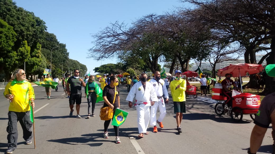 Apoiadores do presidente Jair Bolsonaro participam ato em Brasília. Foto: João Frey / Congresso em Foco