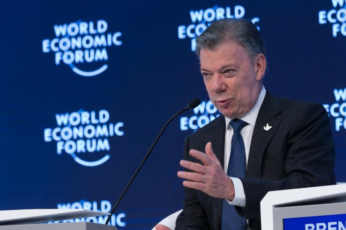 Juan Manuel Santos em participação no Fórum Econômico Mundial, na Suíça, em 2017[fotografo]Benedik von Loebel[/fotografo]