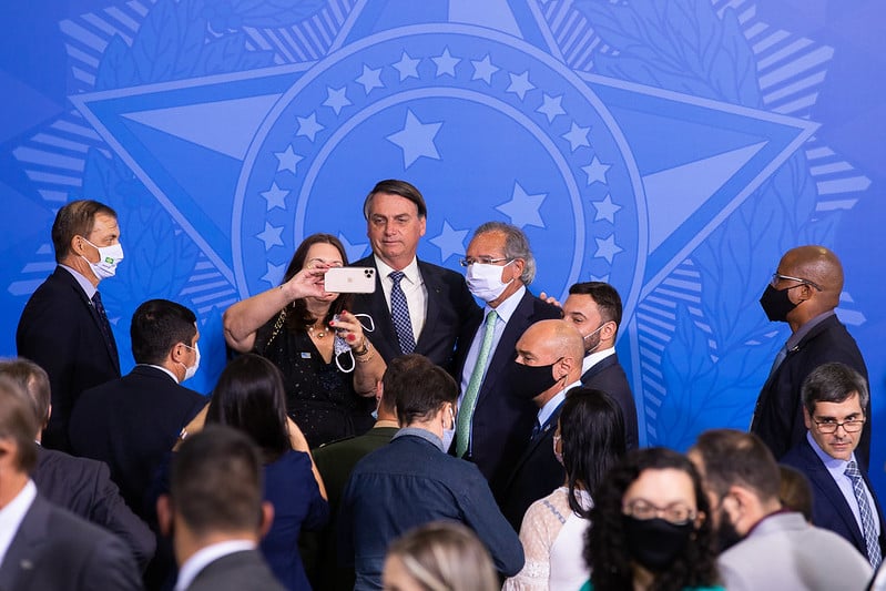 O presidente Jair Bolsonaro e o ministro da Economia, Paulo Guedes [fotografo] Washington Costa / Ministério da Economia [/fotografo].