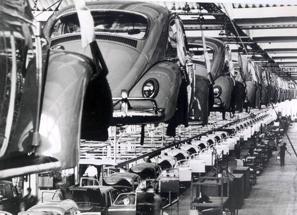 Fábrica da Volkswagen no ABC paulista durante a década de 1970. [fotografo]Divulgação[/fotografo]